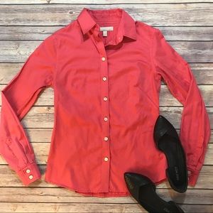 Banana Republic Coral No-Iron Fitted Button Down